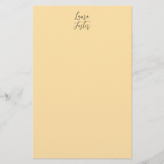 Klassische Handschrift Elegantname Beige Farbe Briefpapier (Vorderseite)