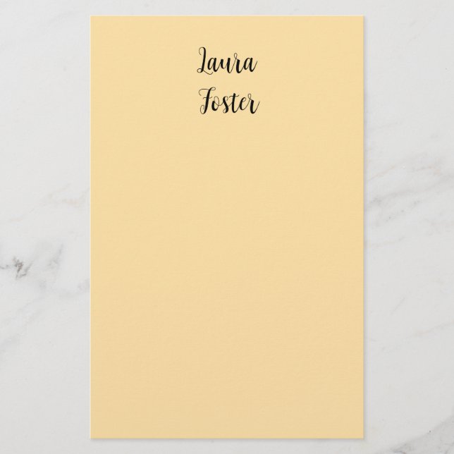 Klassische Handschrift Elegantname Beige Farbe Briefpapier (Vorderseite)