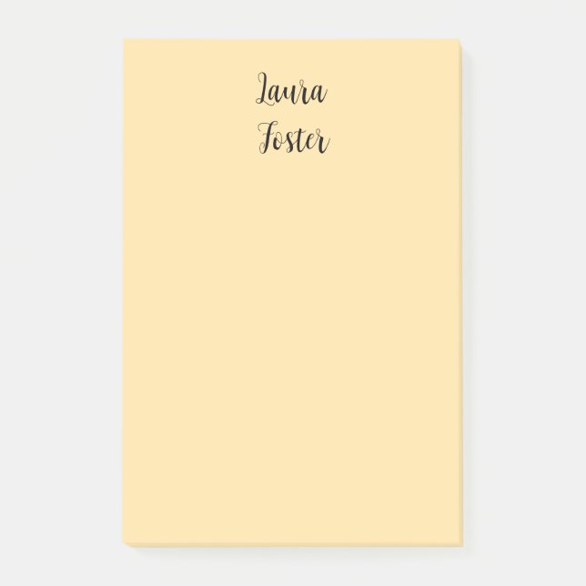Klassische Handschrift Elegantname Beige Farbe Post-it Klebezettel (Vorderseite)