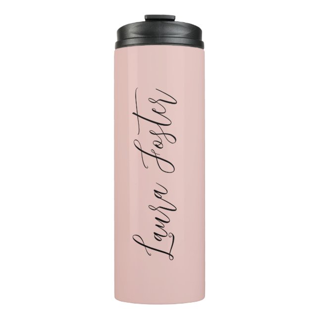 Klassische Handschrift Elegantname Rose Gold Thermosbecher (Vorderseite)