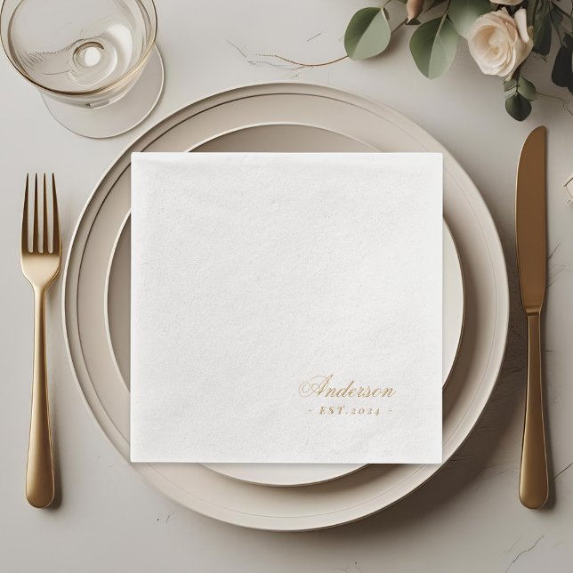 Klassische Handschrift Familienname Hochzeit Servietten Mit Folie (Von Creator hochgeladen)