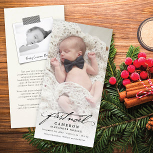 Klassische Handschrift Schrift Baby's First Noel F Feiertagskarte