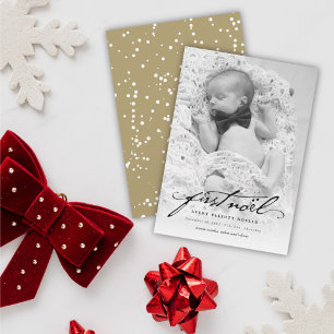 Klassische Handschrift Schrift Baby's First Noel F Feiertagskarte