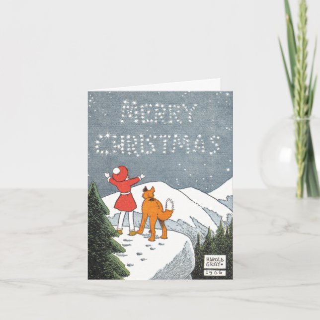 Klassische Harold Gray/Annie Weihnachtskarte Feiertagskarte (Vorderseite)