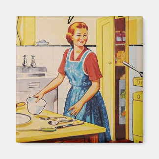 Klassische Hausfrau Retro l Küche Geschenk Magnet