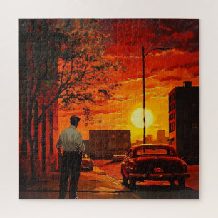 Klassische Heimverschönerung Sonnenuntergangslands Puzzle