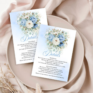 Klassische hellblaue florale weiße Hochzeitsdetail Begleitkarte