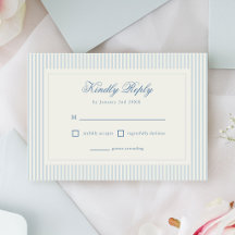 Klassische hellblaue Streifen Hochzeit RSVP
