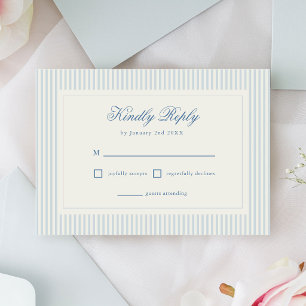 Klassische hellblaue Streifen Hochzeit RSVP Karte
