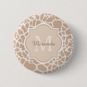 Klassische hellbraune Giraffe Print Monogram und N Button