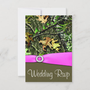Klassische hellrosa Jagdkarten Camouflage Hochzeit RSVP Karte