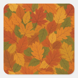 Klassische Herbstblätter gemustert Quadratischer Aufkleber