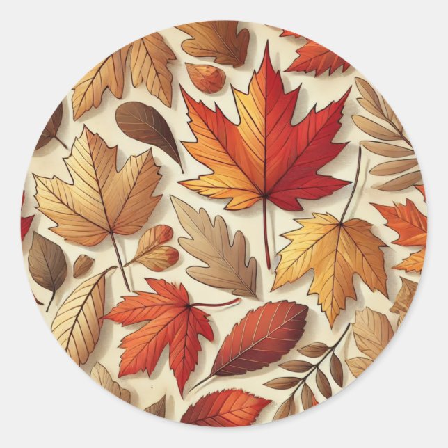 klassische Herbstblätter Runder Aufkleber (Vorderseite)