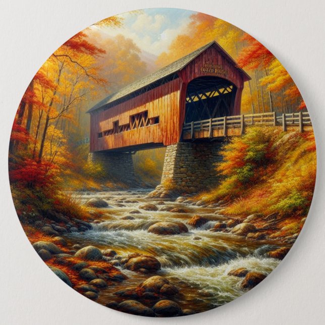 klassische Herbstbrücke Button (Vorderseite)