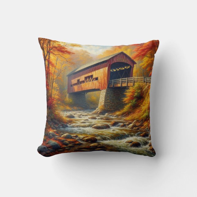 klassische Herbstbrücke Kissen (Vorderseite)