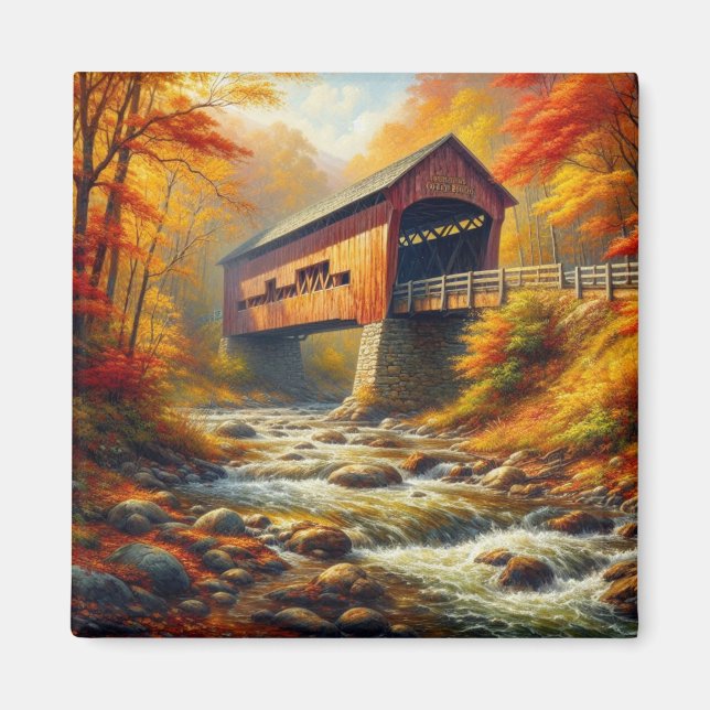 klassische Herbstbrücke Magnet (Vorne)