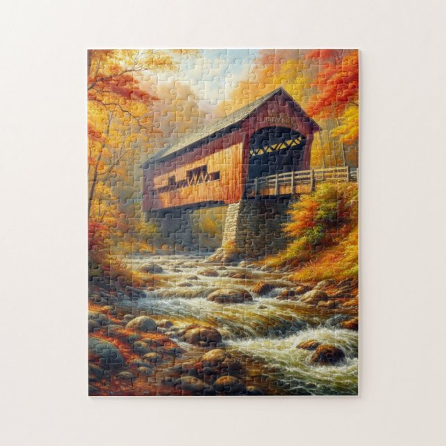 klassische Herbstbrücke Puzzle (Vertikal)