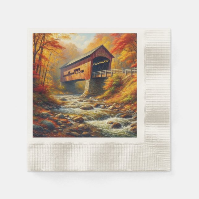 klassische Herbstbrücke Serviette (Vorderseite)