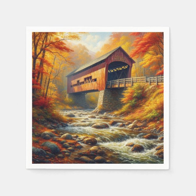 klassische Herbstbrücke Serviette (Vorderseite)