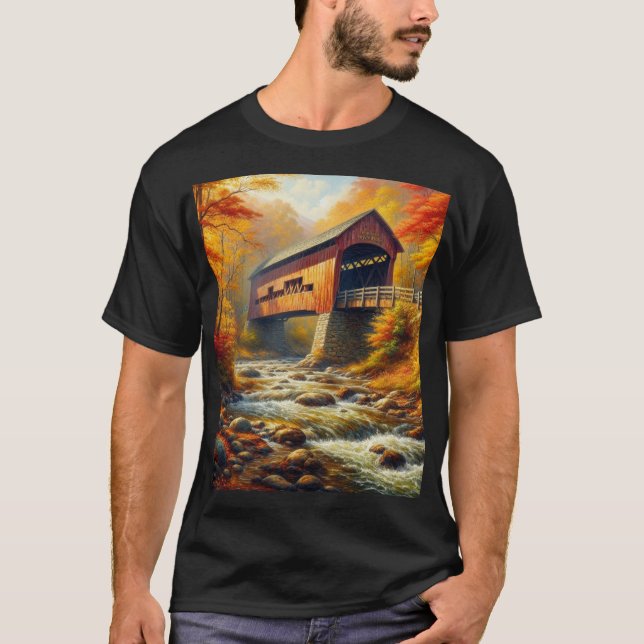 klassische Herbstbrücke T-Shirt (Vorderseite)