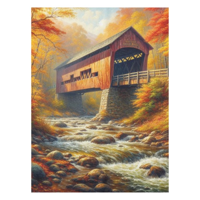 klassische Herbstbrücke Tischdecke (Vorderseite)