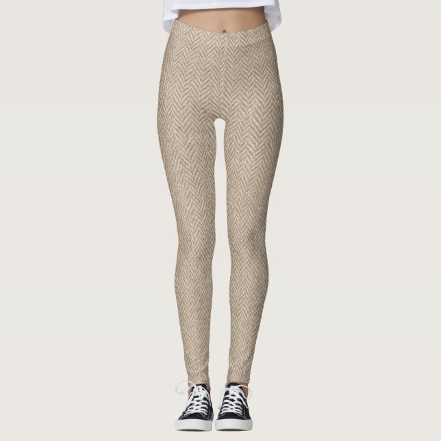Klassische Herringbone-Weave-Textur Leggings (Vorderseite)