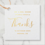 Klassische Hochzeit Dankeschön-Folie für Anhänger<br><div class="desc">Eine klassische Gastgeschenk Hochzeit mit einer leicht lesbaren Nachricht und Kalligrafiebeschrift in Ihrer Wahl oder mit Gold- oder Silberfolie,  die auf einem reinen,  weißen oder rustikalen Kraftpapierstock gedruckt ist. Ideal für Gastgeschenke Hochzeiten wie Geschenktaschen,  Weinflaschen und vieles mehr.</div>