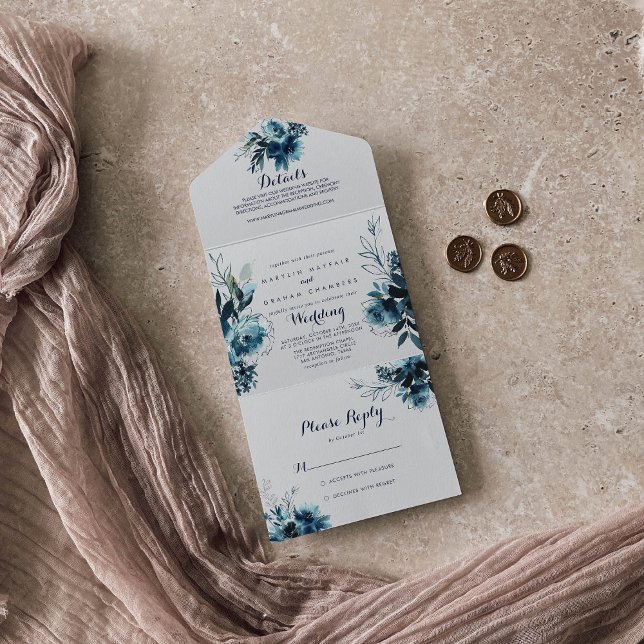 Klassische Hochzeit der Wasserfarben All In One Einladung (Von Creator hochgeladen)