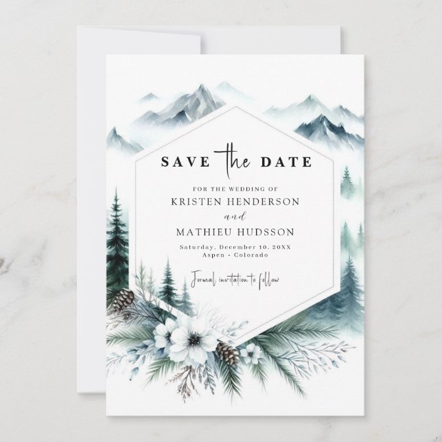 Klassische Hochzeit der Wasserfarben Save The Date (Vorderseite)