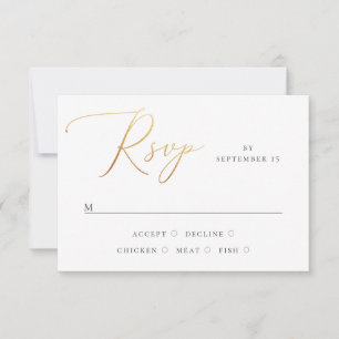 Klassische Hochzeit   Formelles Gold-Script RSVP Karte
