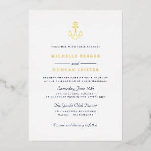 Klassische Hochzeit im Blue Anchor Nautical Yacht Folieneinladung