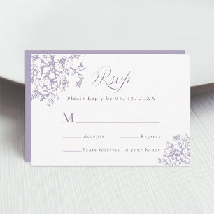 Klassische Hochzeit im Blumengarten mit Lavendel RSVP Karte