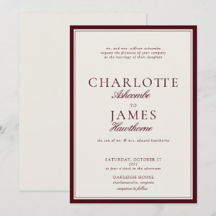 Klassische Hochzeit im Burgunderrot mit Typografie Einladung
