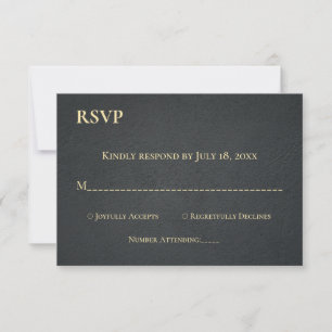 Klassische Hochzeit in Schwarz und Gold RSVP Karte