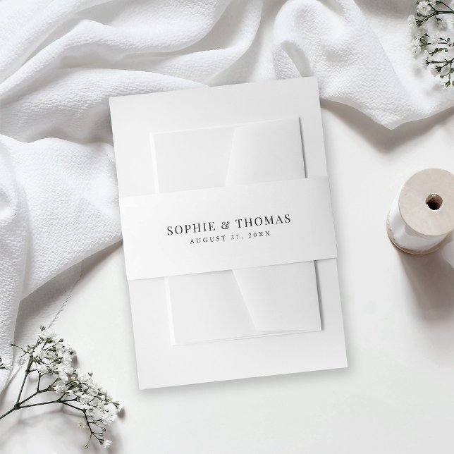 Klassische Hochzeit in Weiß und Schwarz Einladungsbanderole (Von Creator hochgeladen)