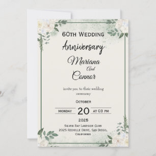 Klassische Hochzeit-Jubiläumseinladungen mit Grünp Einladung