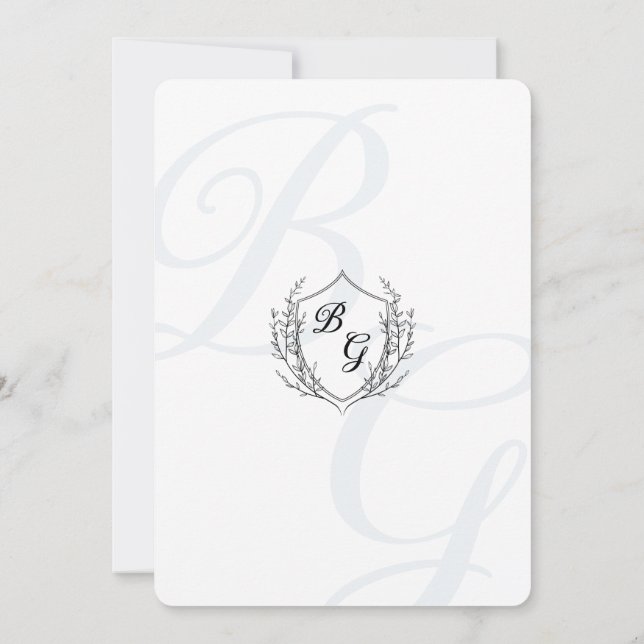 Klassische Hochzeit mit Vintagem Wappen Einladung (Rückseite)