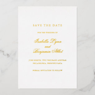 Klassische Hochzeit Save the Date Folieneinladung