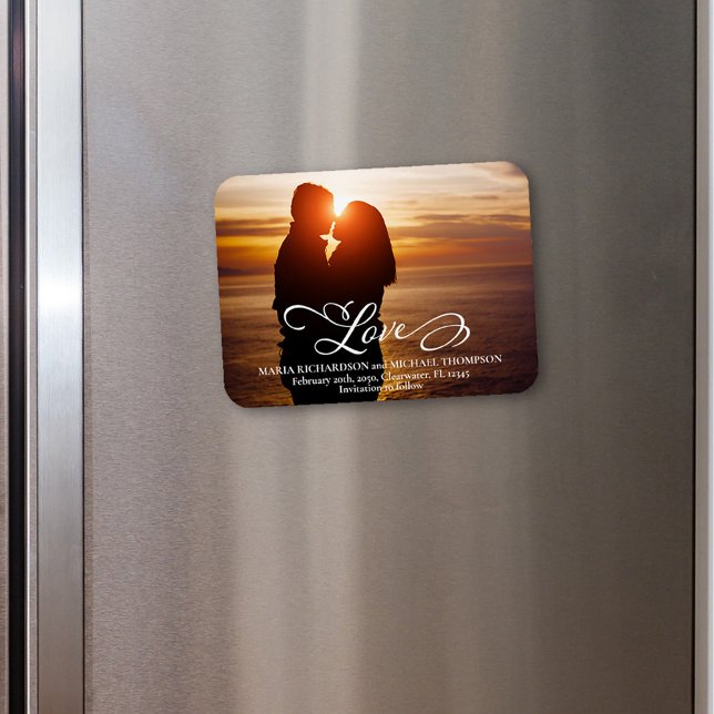 Klassische Hochzeit Speichern Sie die Foto-Liebe d Magnetkarte (Wedding Save the Date Photo Magnet.)