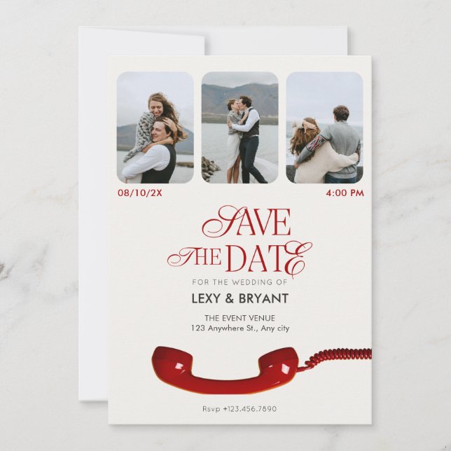 Klassische Hochzeit Vintager Fotos Save The Date (Vorderseite)