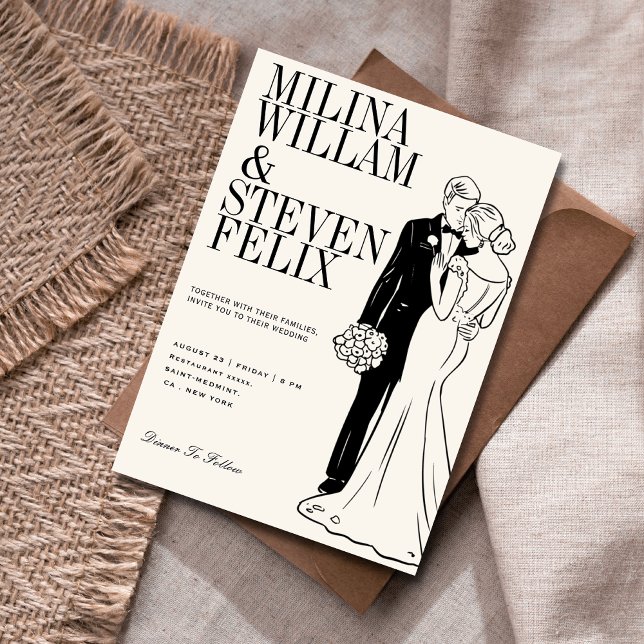 Klassische Hochzeit von Braut und Bräutigam Einladung (Von Creator hochgeladen)