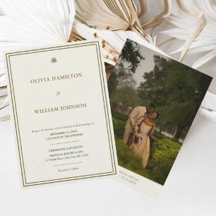 Klassische Hochzeit von Ivory & Gold 12x18 Typogra Einladung