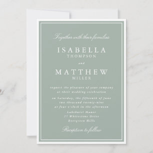 Klassische Hochzeitseinladung mit Salbeigrünem Rah Einladung