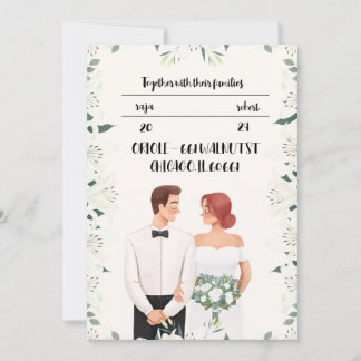 Klassische Hochzeitseinladung mit schöner Blume Einladung