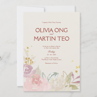 Klassische Hochzeitseinladungskarte mit Gartenthem Einladung