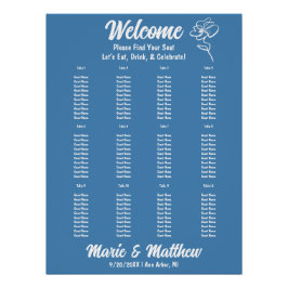 Klassische Hochzeitskarte für blaue Blütenblume au Poster