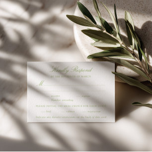 Klassische Hochzeitsmenüauswahl RSVP Karte