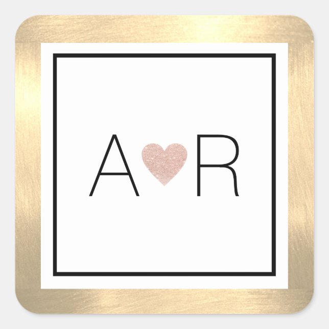 Klassische Hochzeitsmonogramm der Liebe Quadratischer Aufkleber (Vorderseite)