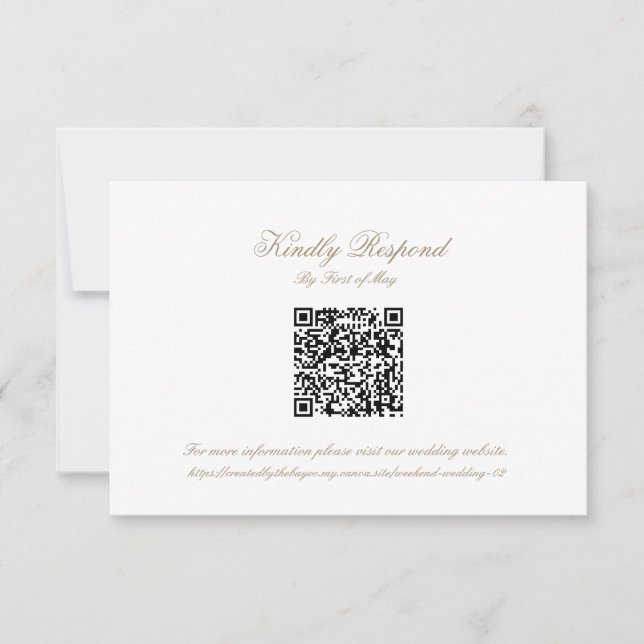 Klassische Hochzeitsmonogramm-Wappenkode QR-Code-R RSVP Karte (Vorderseite)