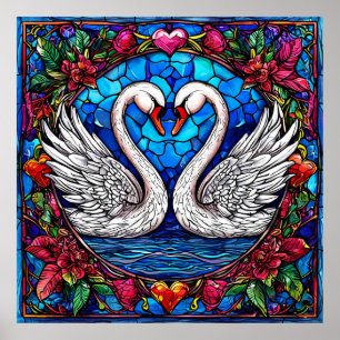 Klassische Hochzeitsschwäne Liebe Einheit 🦢💍🌿✨ Poster